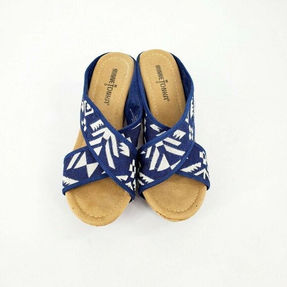 Minnetonka Lainey Aztec Cork Wedge Sandals - Picture 2 of 5